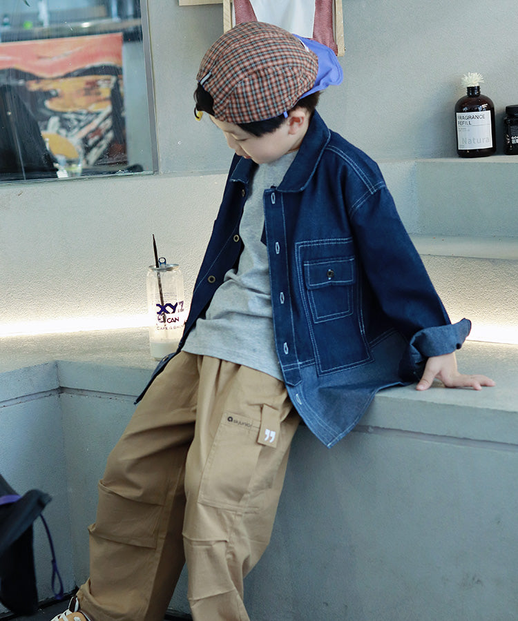 Boys Colorblock Denim Jacket | Loose Fit Two-Tone Jean Jacket Top