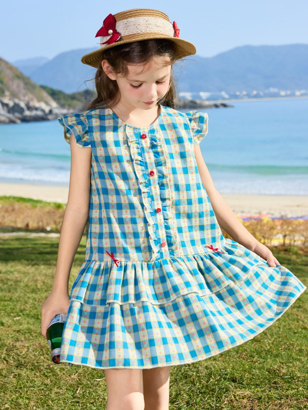 Fly Sleeve Double Layer Cake Kids Dress