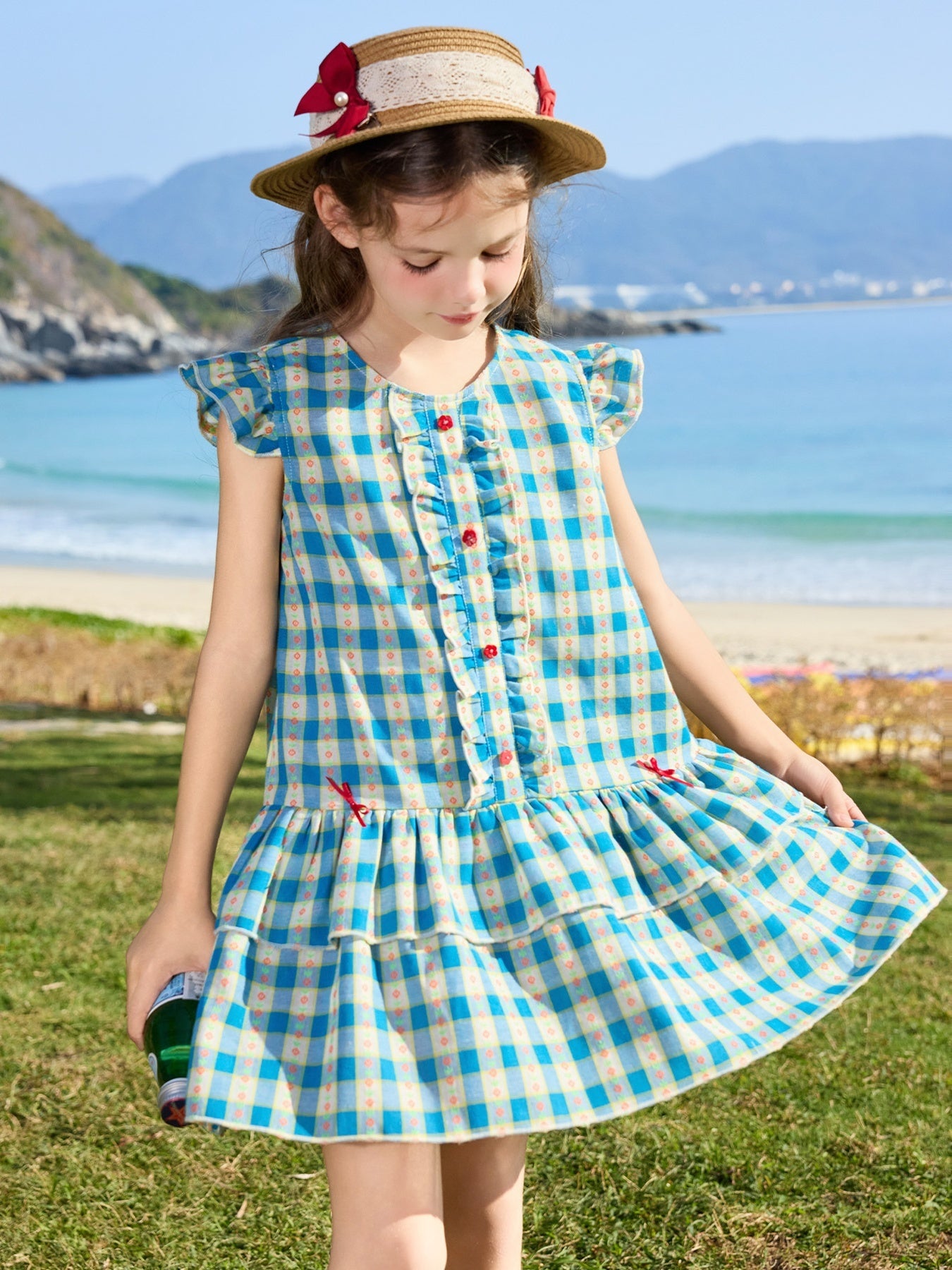 Fly Sleeve Double Layer Cake Kids Dress