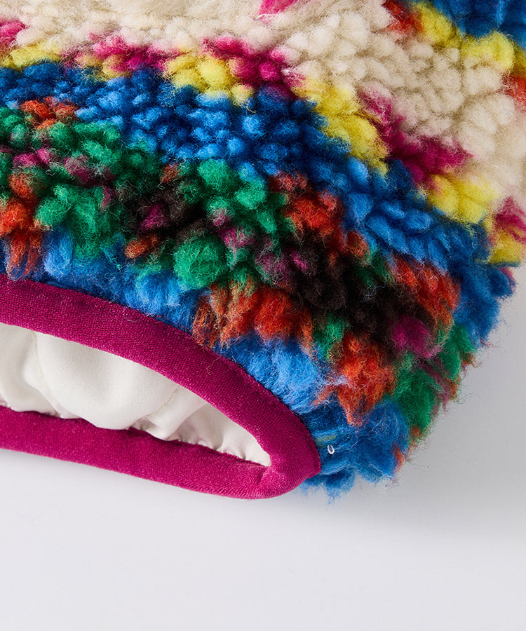 Hooded Teddy Fleece Fairisle Jacket