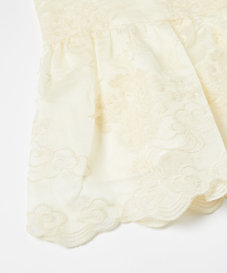 Kinderkleid mit langen Ärmeln aus Spitze und Jacquard