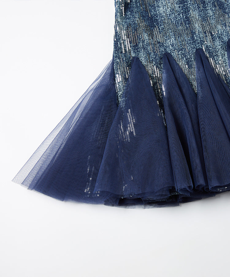 Mermaid Tulle Sequin Denim Kids Dress Sleeveless Casual Princess Dress