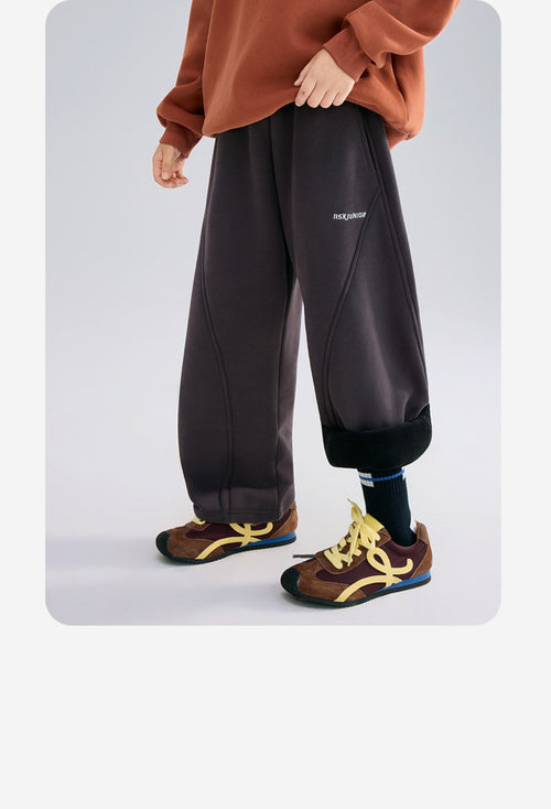Pantalon tricoté doublé polaire pour garçons, chaud et épais, décontracté pour enfants, pour l'automne et l'hiver