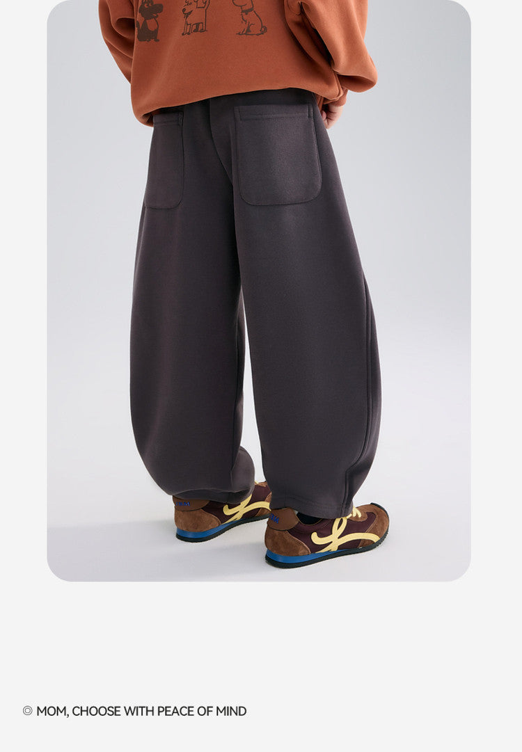 Boys Knitted Fleece Lined Pants Warm Thickened Casual Kids Pants for Fall Winter