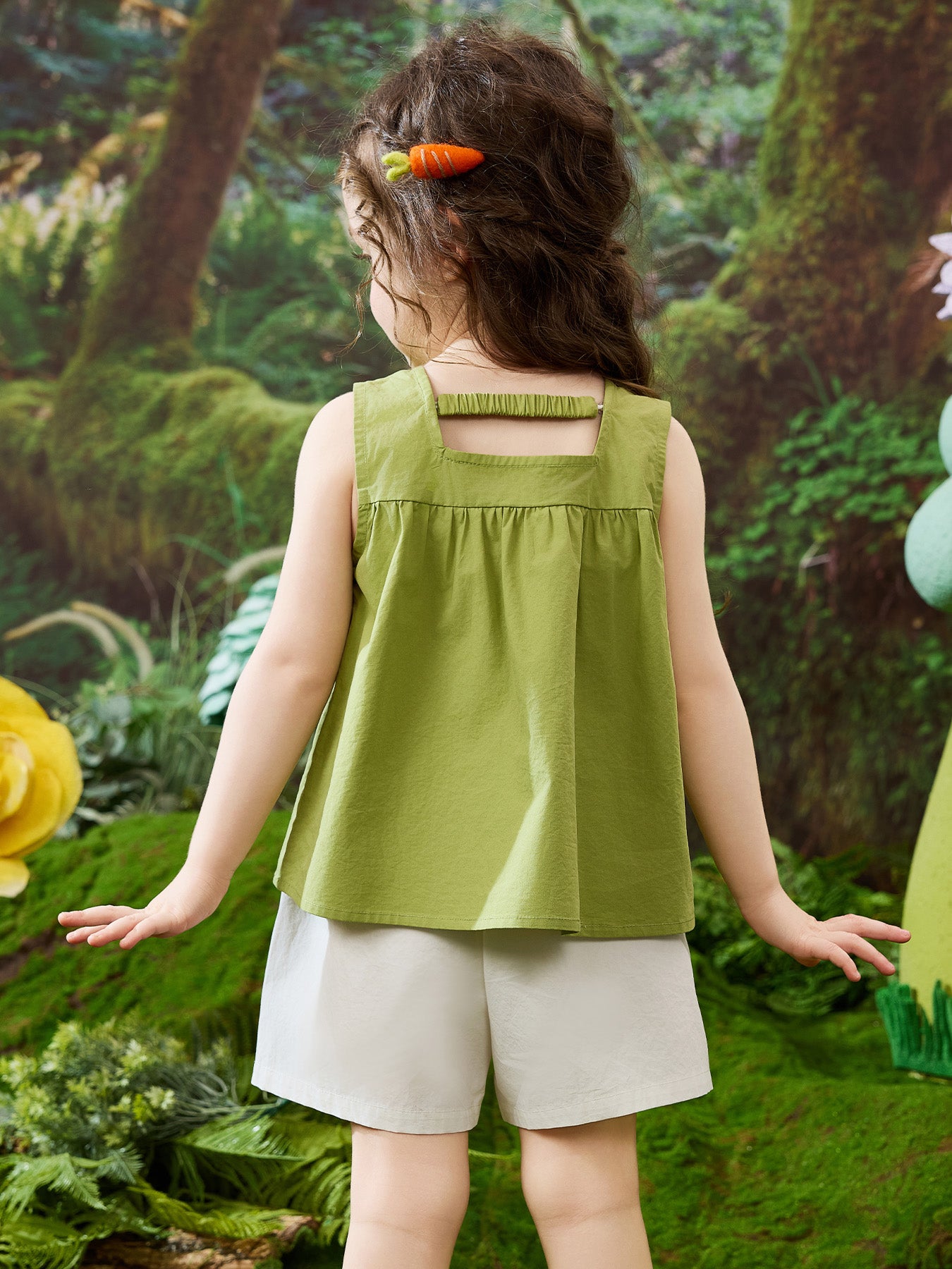 Cotton Kids Girls Sets, Sleeveless Top & Elastic Waist Shorts