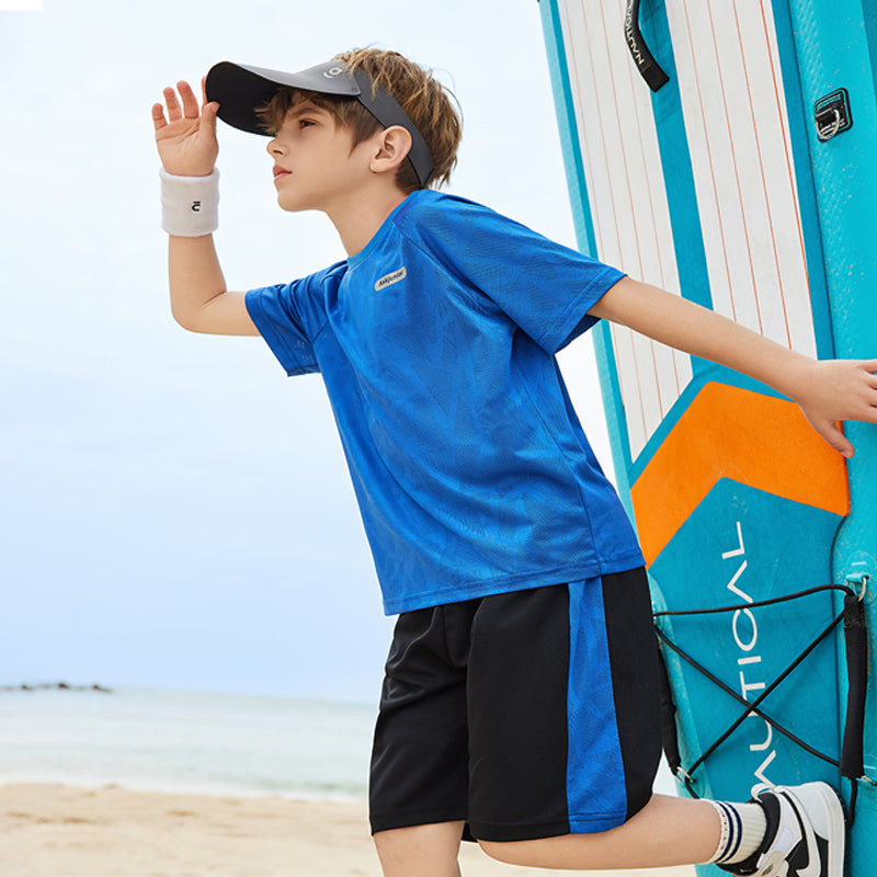 Breathable Quick Dry Kids Boys Short Set Stretchy Skin-Friendly Sports Short Suit