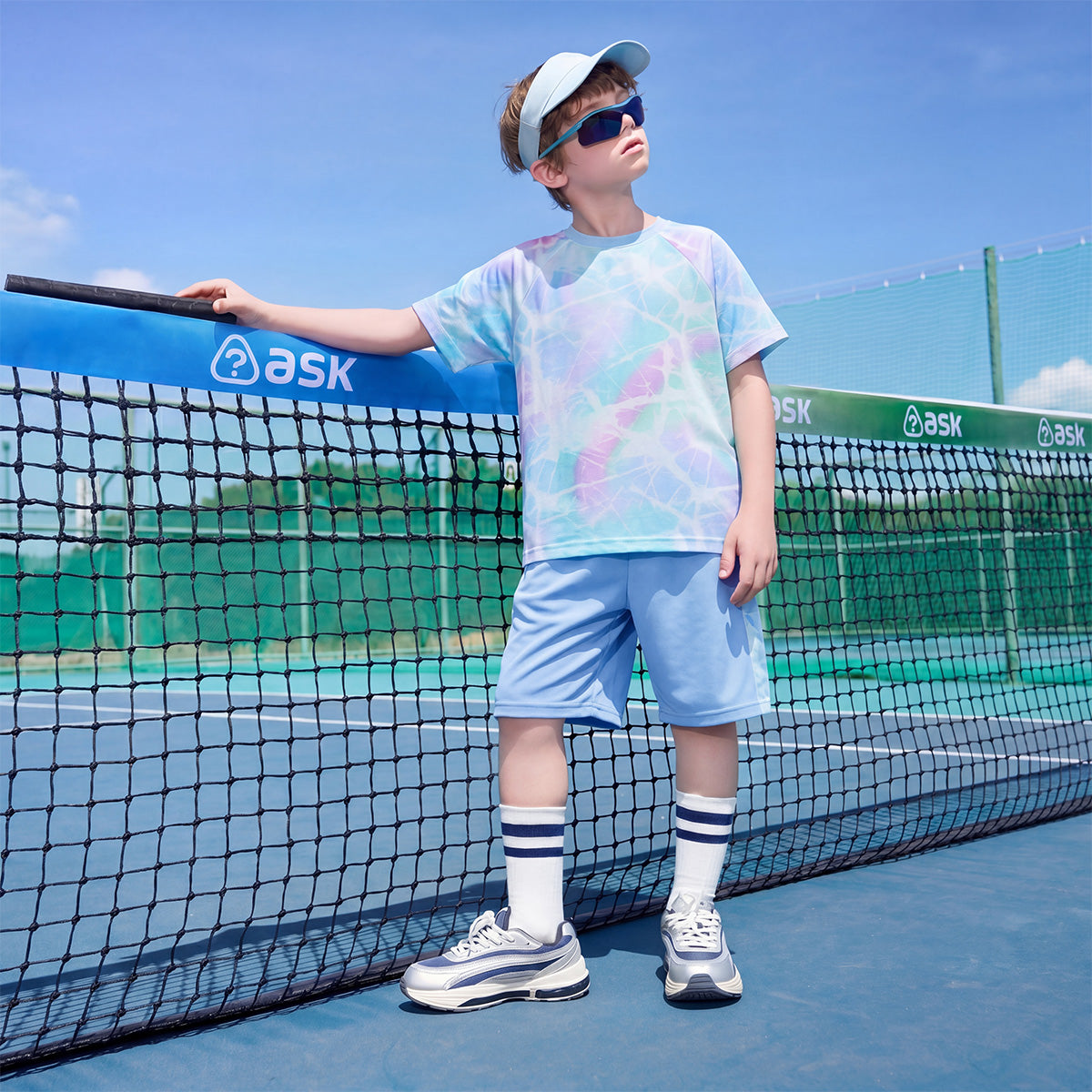 Kids Short Set Quick Dry Crack Gradient Print Breathable Sports Outfit