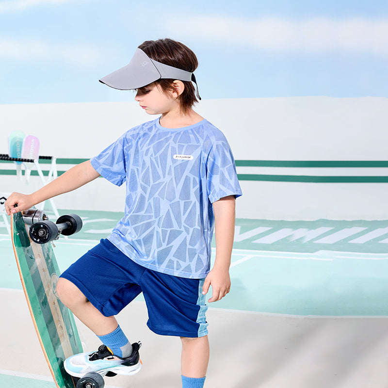 Breathable Quick Dry Kids Boys Short Set Stretchy Skin-Friendly Sports Short Suit