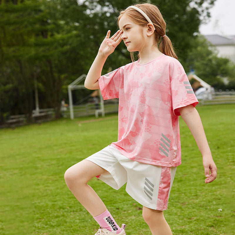 Ensemble short pour enfants filles, séchage rapide, respirant, extensible, tenue de sport