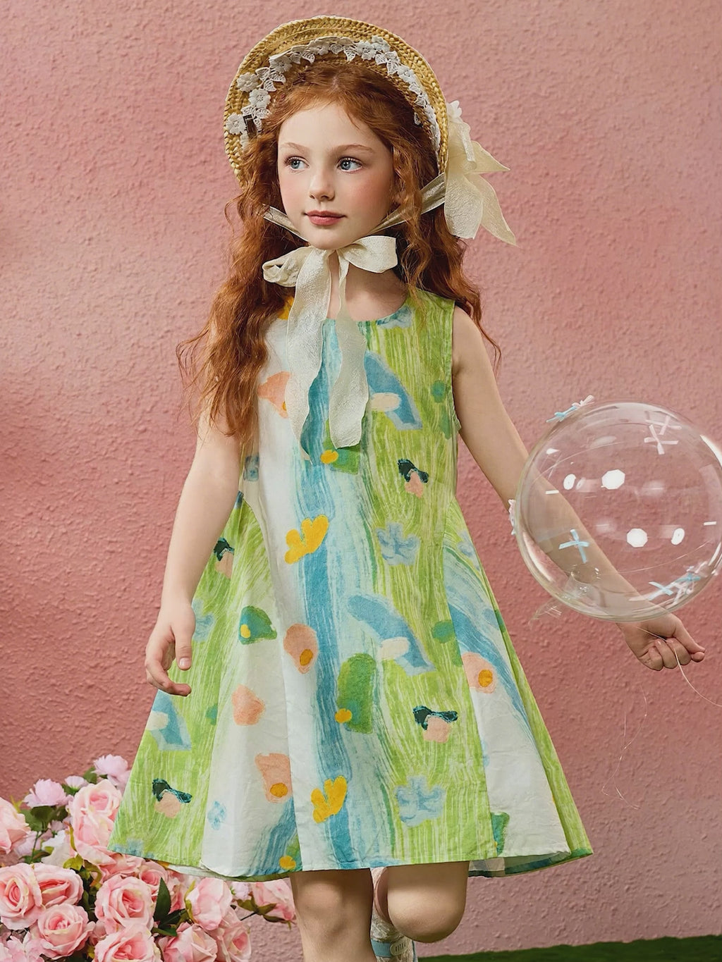 Graffiti Print Kids Dress 100% Cotton Breathable Sleeveless Casual Girls Dress