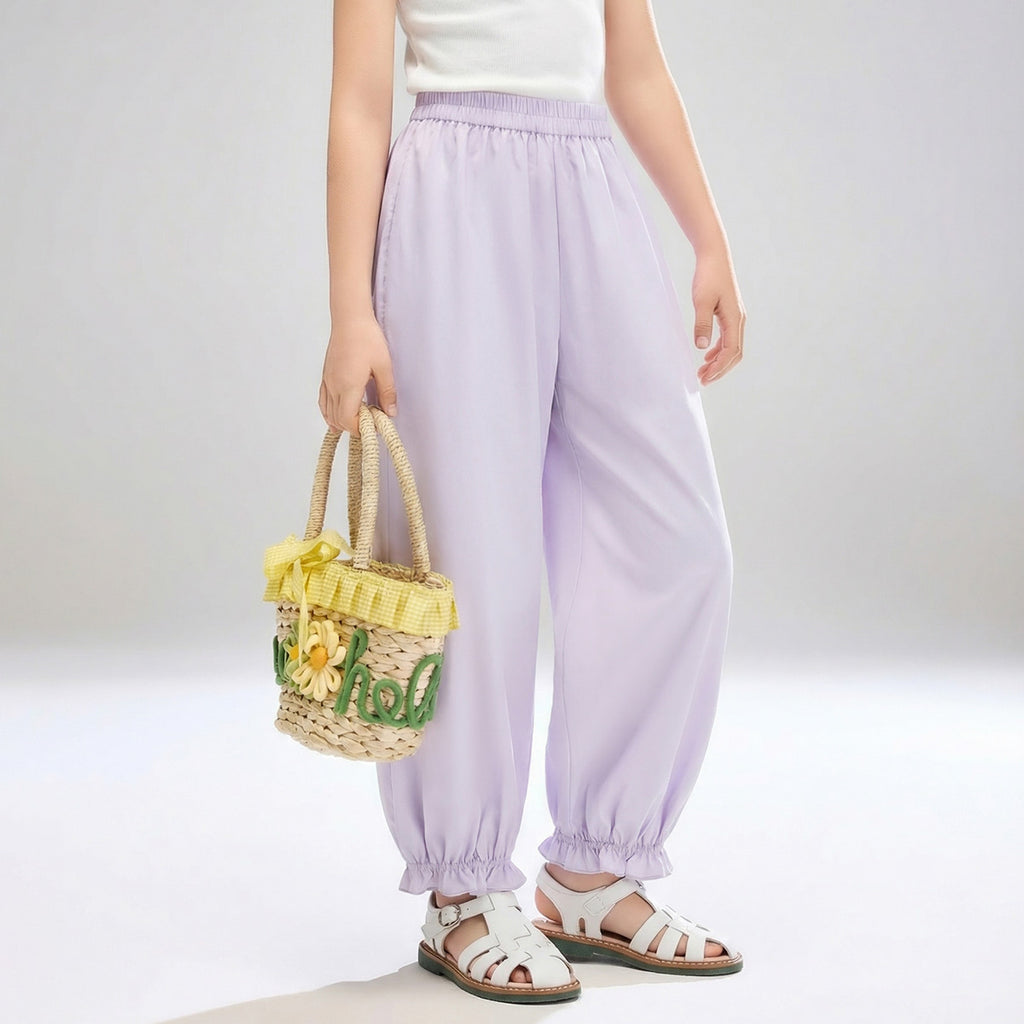 Pantalon d'été long et ample en dentelle pour enfants, fin et respirant, pour jeux en extérieur